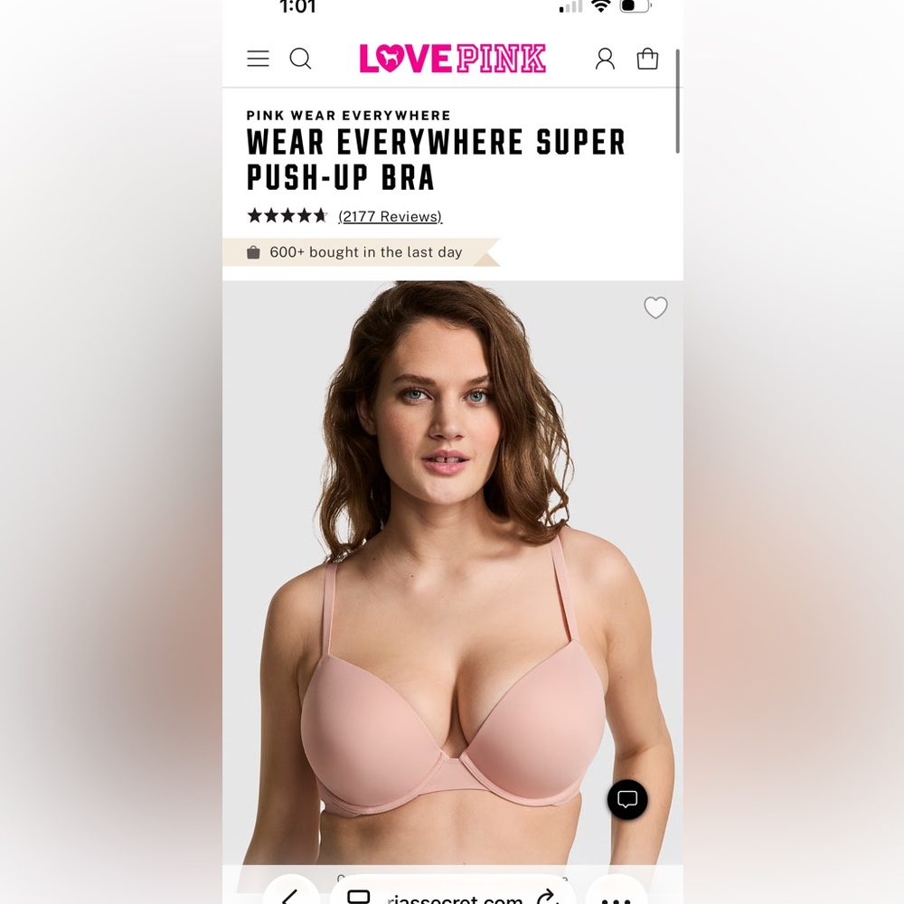 PINK Victoria's Secret Beige wear everywhere Super Push-Up Bra